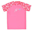 Plážové UV triko pro děti krátký rukáv Růžové květy - Vel. 3-4 roky