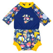 Plavky Happy Nappy kostýmek 3/4 rukáv Sunsuit Garden Delight - Vel. L (6-14 měs.)