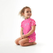 Plážové UV triko pro děti krátký rukáv Růžové květy