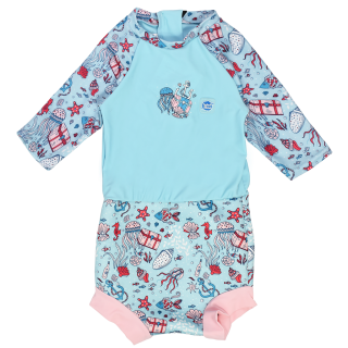 Plavky Happy Nappy kostýmek 3/4 rukáv Sunsuit Moře