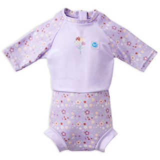 Plavky Happy Nappy kostýmek 3/4 rukáv Sunsuit Lilac Spring