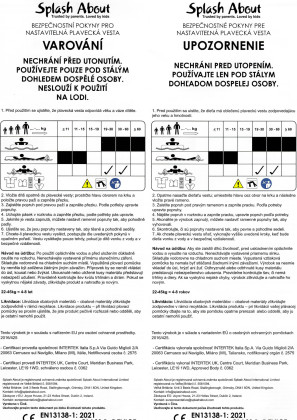 Nastavitelná plavecká vesta Oranžová Vel. 4-8 let