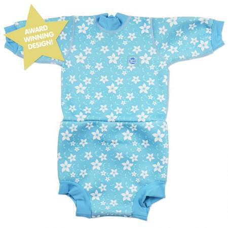 Baby neoprén-body - modré květy Vel. S (0-4 měs)