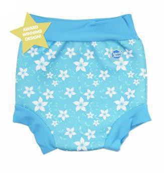 Plavky Happy Nappy - modré květy