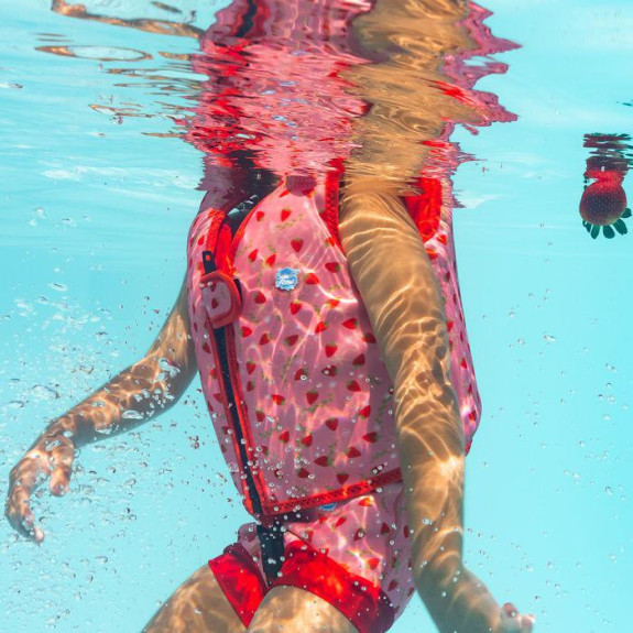 Dětská plovací vesta Go Splash s bezpečnostním páskem Strawberry Field