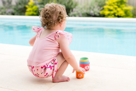 Plavky Happy Nappy kostýmek Cherry Baby s volánky